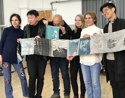 Showing Fabric Designs in Workshop